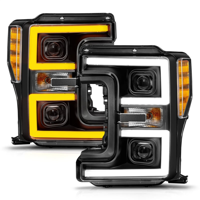 ANZO 17-19 Ford F-250/350/450 SD (w/o Factory LED) LED Proj Headlights w/Light Bar Switchback Blk 111577 111577 Photo - Unmounted