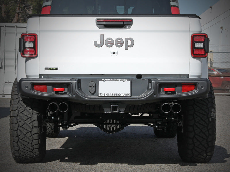 aFe Vulcan Series 3in 304SS DPF-Back 21 Jeep Gladiator V6-3.0L (td) Dual Black Tip 49-38095-B 49-38095-B Photo - Mounted