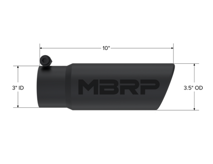 MBRP Stainless Steel Tip 3.5 in OD 3in Inlet 10in L MBRT5115BLK T5115BLK Photo - Close Up