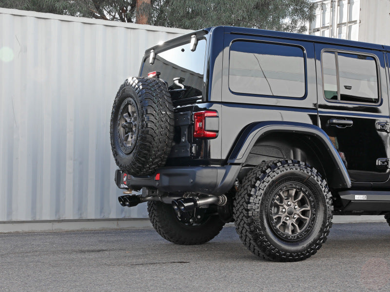 aFe Vulcan Series 2.5in 304SS Cat-Back Exhaust 2021+ Jeep Wrangler 392 6.4L w/ Black Tips 49-38098-B 49-38098-B Photo - Mounted