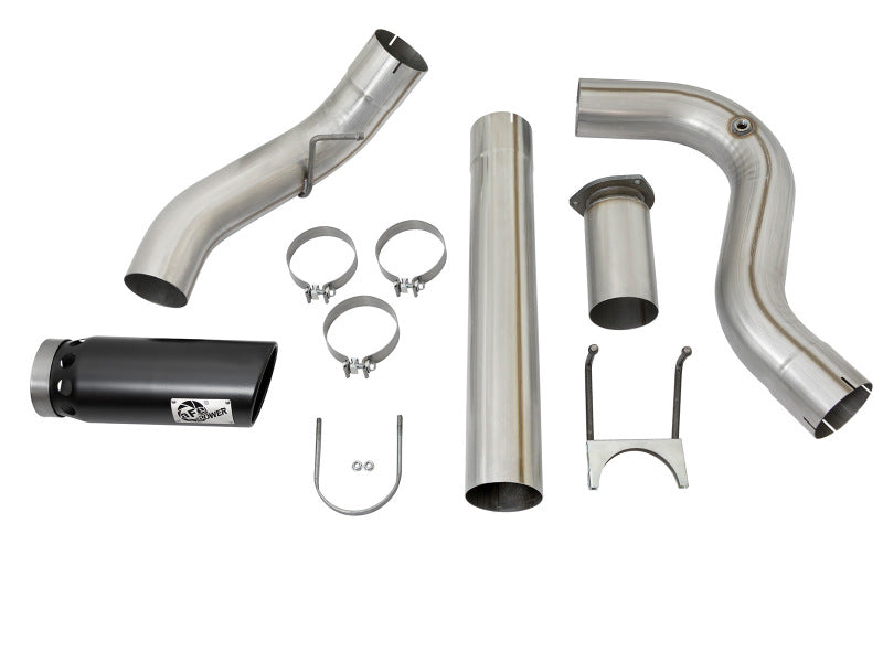 aFe Large Bore-HD 5in 409 Stainless Steel DPF-Back Exhaust System w/Black 49-43090-B Photo - Unmounted