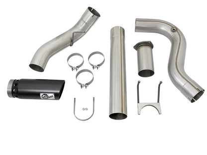 aFe Large Bore-HD 5in 409 Stainless Steel DPF-Back Exhaust System w/Black 49-43090-B Photo - Unmounted