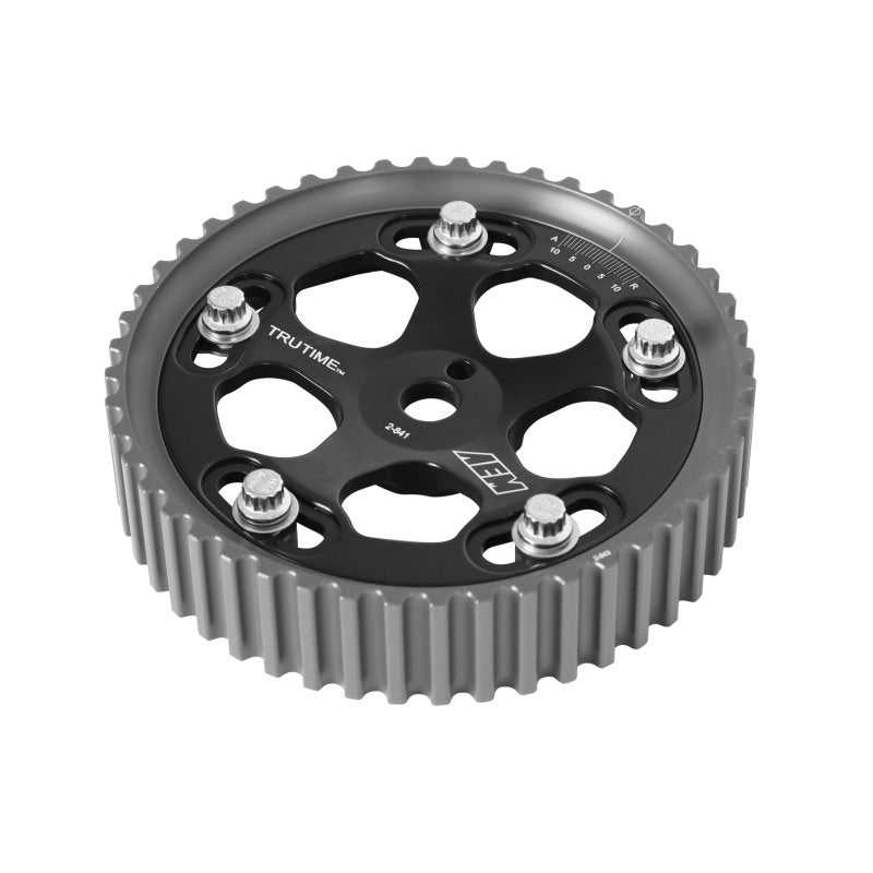 AEM Electronics Tru-Time Cam Gear Black 5-Bolt Mitsubishi 4G63 23-831BK Photo - out of package