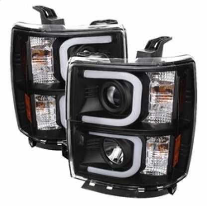 Spyder Chevy Silverado 1500 14-16 Projector Headlights Light Bar DRL Blk PRO-YD-CS14-LBDRL-BK 5079473 5079473 Photo - Primary