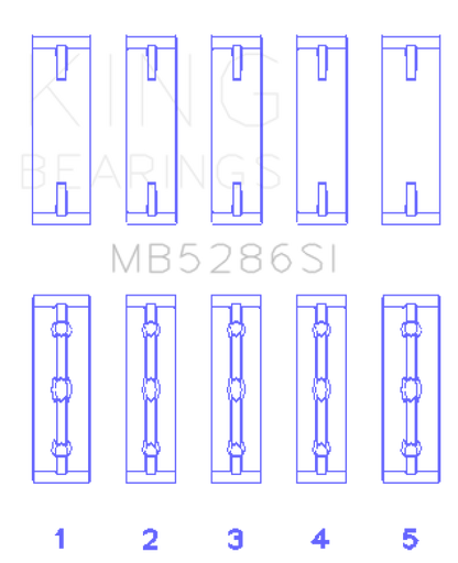 King Engine Bearings Toyota 1Uz-Fe/2Uz-Fe/3Uz-Fe (Size +0.50mm) Main Bearing Set MB5286SI0.5 MB5286SI0.5 Photo - Primary