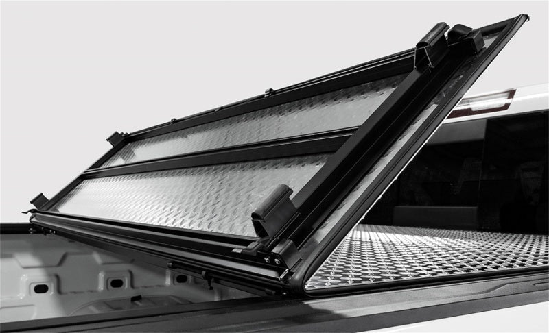 Access LOMAX Tri-Fold Cover Black Urethane Finish 2020 Jeep Gladiator - 5ft Bed (w/ Trail Rail) B3070029 B3070029 Photo - Mounted
