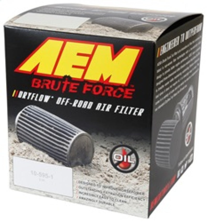 AEM Induction AEM Brute Force Dryflow Air Filter - Conical 6in Base OD / 5.125in Top OD / 5.25in Height 21-205BF 21-205BF Photo - in package