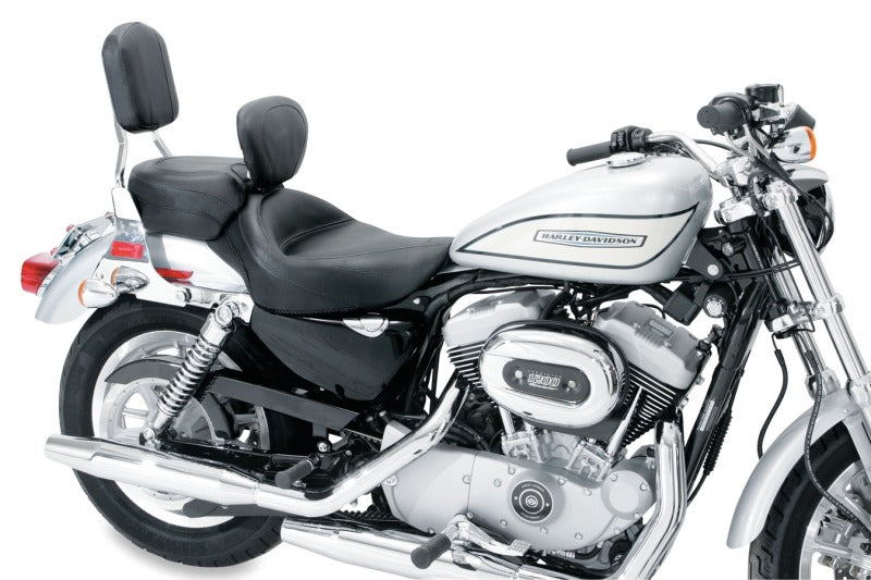 Mustang Motorcycle Mustang 04-21 Harley Sportster Wide Touring Solo Seat w/Driver Backrest - Black 79427 79427 Photo - Primary