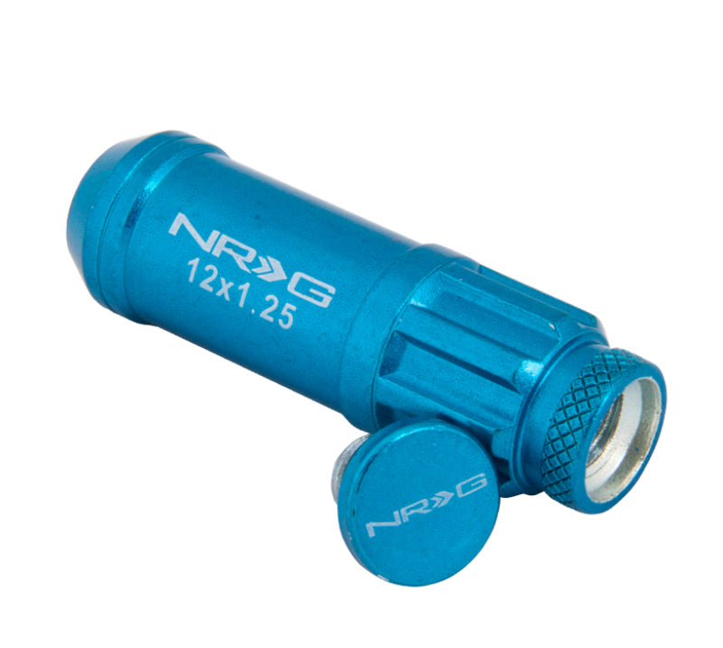 NRG M12 X 1.25 Steal Lug Nut W/ Dust Cap Cover Set 21 Pc Blue W/ Locks LN-LS710BL-21 Photo - Primary