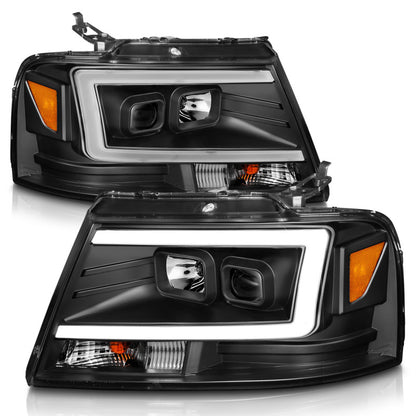 ANZO 2004-2008 Ford  F-150 Projector Headlights w/ Light Bar Black Housing 111541 111541 Photo - Unmounted
