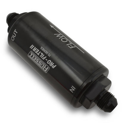 Russell Performance ProFilter 2 Fuel Filter 6 1/4in Long 10 Micron 10AN Male In/Out - Black 751001 751001 360 Degree Image Set