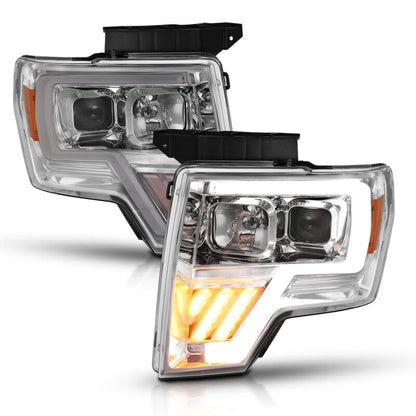 ANZO 2009-2014 Ford F-150 Projector Headlight Chrome Amber 111446 111446 Photo - Primary