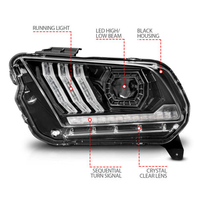 ANZO 13-14 Ford Mustang (w/ Factory HID/Xenon HL only) Projector Headlights w/Light Bar Black 121572 121572 User 2