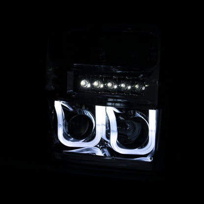 Anzo 2008-2010 Ford F-250 Projector Headlights w/ U-Bar Black 111305 Photo - Mounted
