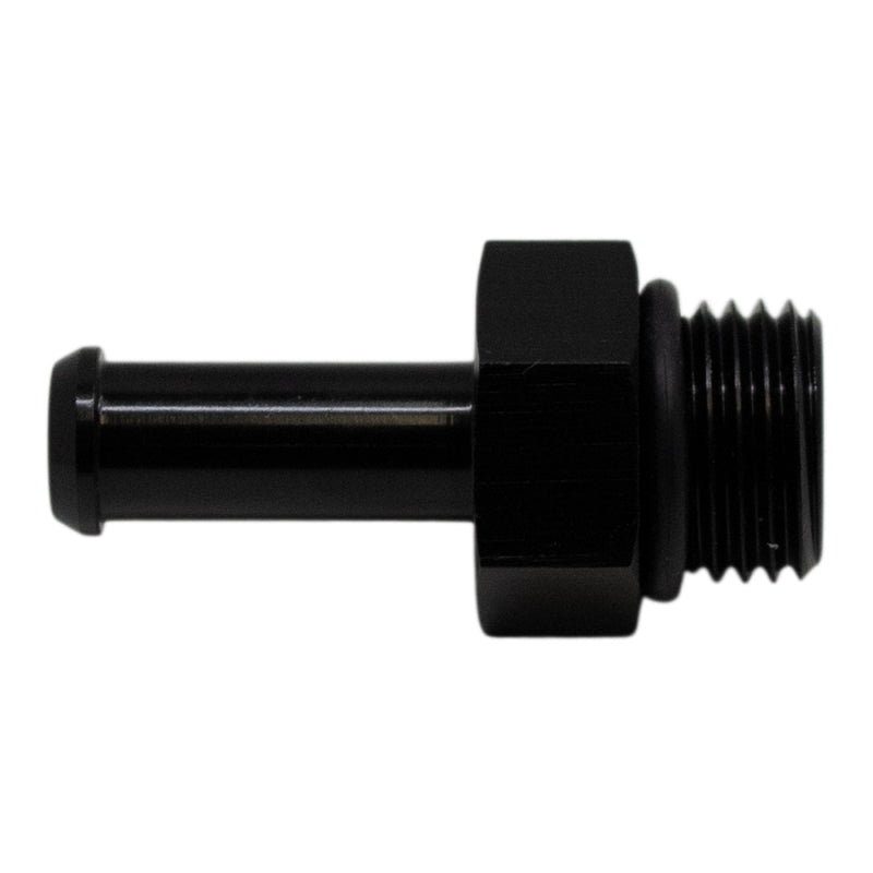 DeatschWerks 6AN ORB Male to 5/16in Male Barb Fitting (Incl O-Ring) - Anodized Matte Black 6-02-0505-B 6-02-0505-B Photo - Primary