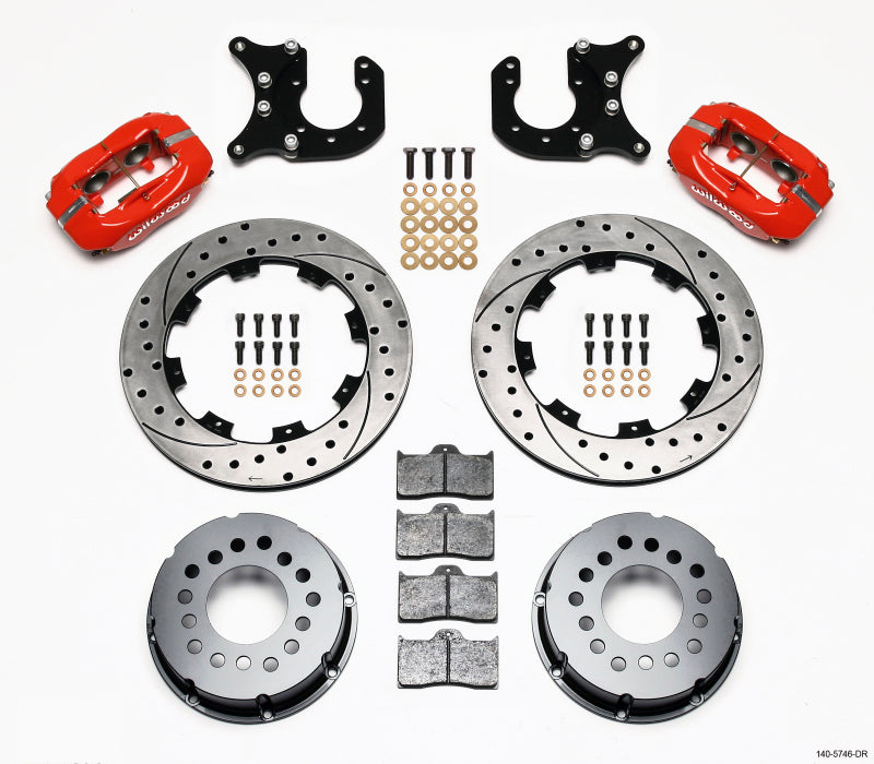 Wilwood Forged Dynalite P/S Rear Kit Drilled Red Chevy 12 Bolt-Spec 3.15in Brng 140-5746-DR 140-5746-DR Photo - Primary