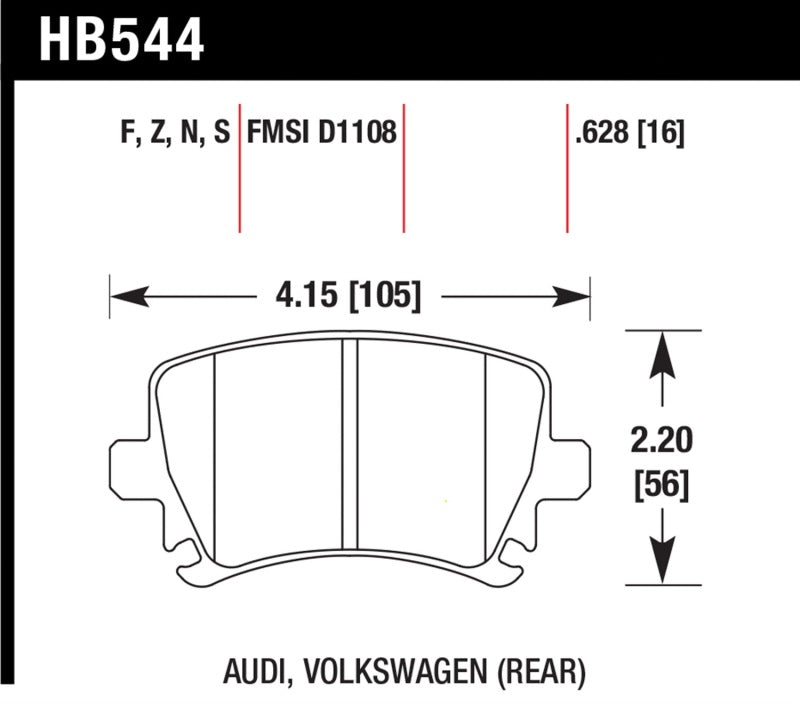 Hawk Disc Brake Pad HB544S.628 Photo - Primary