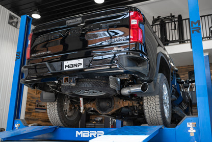 MBRP 2020+ GMC/Chevy 2500/3500 6.6L Duramax 4in Mand Bent Tubing AL-Ser Cat Back Single Side - Alum S6059AL S6059AL Photo - Mounted