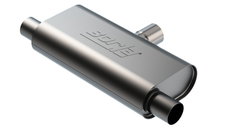 Borla T- Flow Universal Muffler - 2.5in Single Inlet/2.5in Dual Outlet 24in OAL 4.25x9.10x18in Body 60714 60714 Photo - Primary