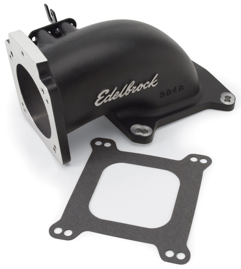 Edelbrock Low Profile Intake Elbow 90mm Throttle Body to Square-Bore Flange Black Finish 38483 38483 Photo - Primary