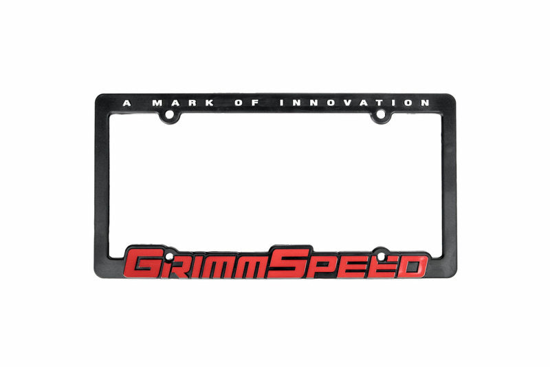 GrimmSpeed License Plate Frame - GrimmSpeed Red Text (Single) 111051