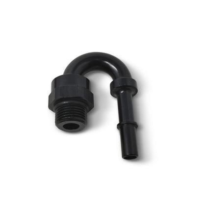 Russell Performance Adapter Fitting 3/8in SAE Quick Disc Male to #6 SAE Port Male Swivel 180Deg Blk 644013 644013 Photo - out of package