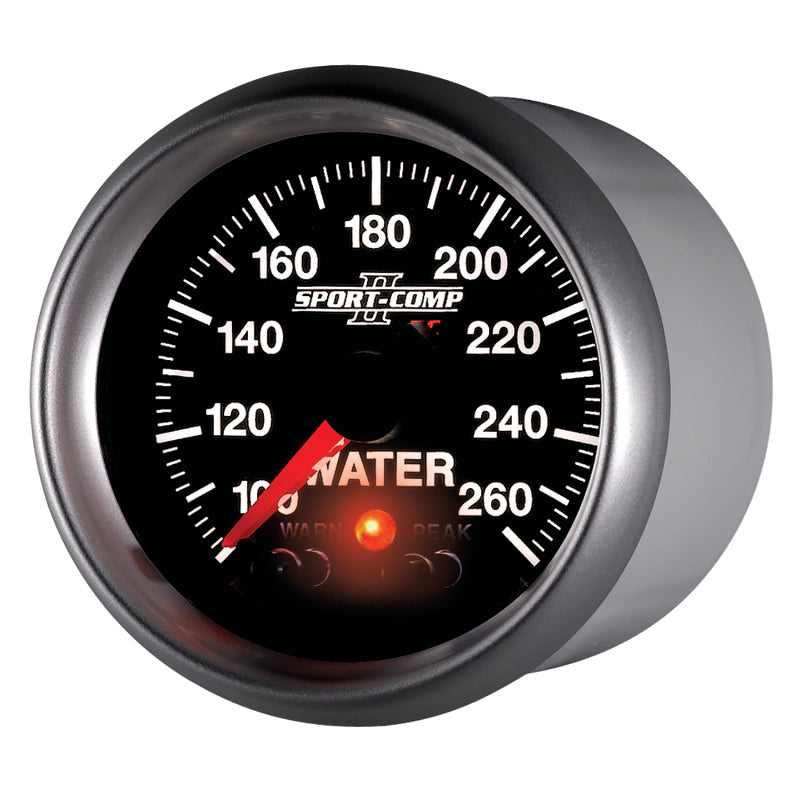 Autometer 2-1/16" Water Temperature, 100-260 °F, Stepper Motor, Sport-Comp II 3654 User 3