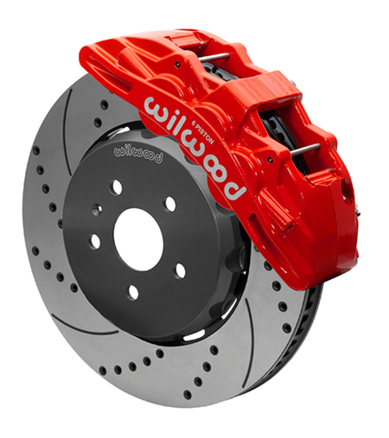 Wilwood SX6R Front Brake Kit 15in Lug Drive Slotted Red w/ Lines 10-14 Chevrolet Camaro SS 140-15431-R