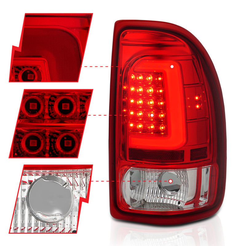 ANZO 1997-2004 Dodge Dakota LED Taillights Chrome Housing Red Lens Pair 311349 311349 Photo - Unmounted