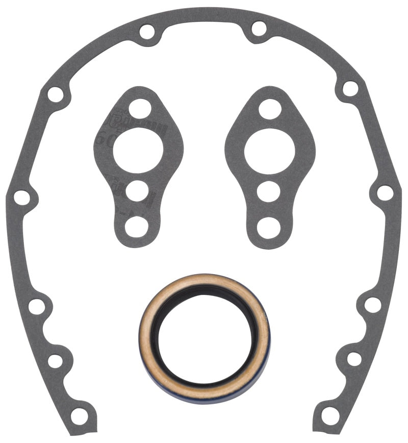 Edelbrock SBC Timing Cover Gasket and Oil Seal Kit 6997 Photo - Primary
