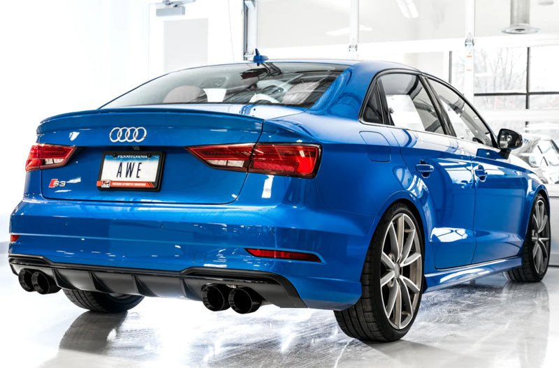 AWE Tuning Audi 8V S3 Track Edition Exhaust w/Diamond Black Tips 102mm 3015-43150 3015-43150 Photo - Mounted