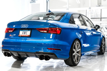 AWE Tuning Audi 8V S3 Track Edition Exhaust w/Diamond Black Tips 102mm 3015-43150 3015-43150 Photo - Mounted