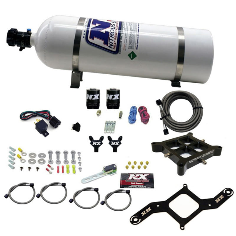 Nitrous Express 4150 Billet Crossbar Stage 6 Nitrous Kit (50-300HP) w/15lb Bottle 60042-15 60042-15 Photo - Primary