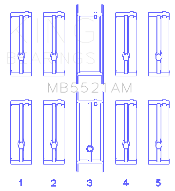 King Engine Bearings Chrysler 2.2 (Size +0.50mm) Main Bearing Set MB5521AM0.5 MB5521AM0.5 Photo - Primary