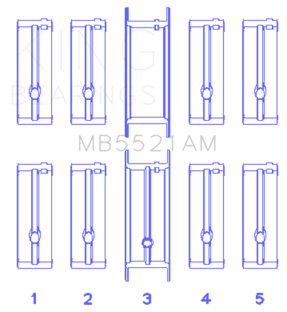 King Engine Bearings Chrysler 2.2 (Size +0.50mm) Main Bearing Set MB5521AM0.5 MB5521AM0.5 Photo - Primary