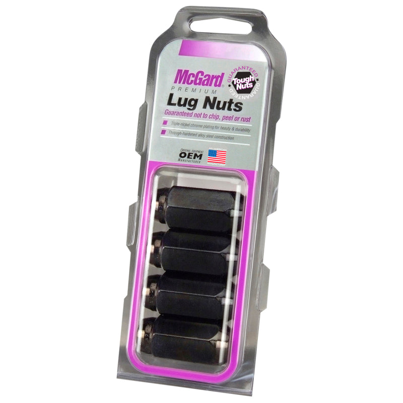 McGard Hex Lug Nut (Cone Seat) M14X1.5 / 22mm Hex / 1.635in. Length (4-Pack) - Black 64072 64072 Photo - Primary