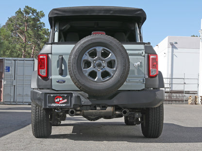 aFe Vulcan 3in 304 SS Axle-Back Exhaust 2021 Ford Bronco L4-2.3L (t)/V6-2.7L (tt) w/ Carbon Tips 49-33137-C 49-33137-C Photo - Mounted