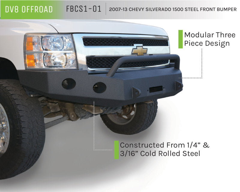 DV8 Offroad 07-13 Chevrolet Silverado 1500 Front Bumper - Black Powdercoat FBCS1-01 FBCS1-01 Product Brochure - a specific brochure describing a Product