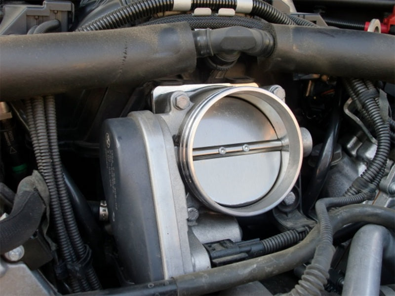 aFe Silver Bullet Throttle Body Spacer - BMW 5 Series (E60) 06-10 V8-4.8L 46-31006 Photo - Mounted