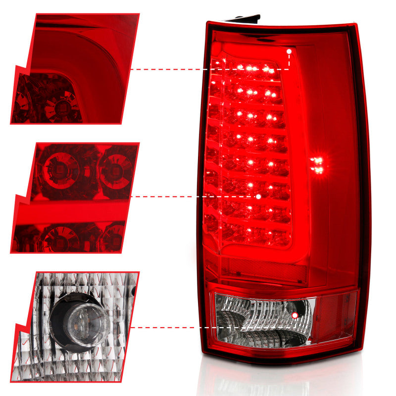 ANZO 2007-2014 Chevy Tahoe LED Taillight Plank Style Chrome With Red/Clear Lens 311323 311323 Photo - Unmounted