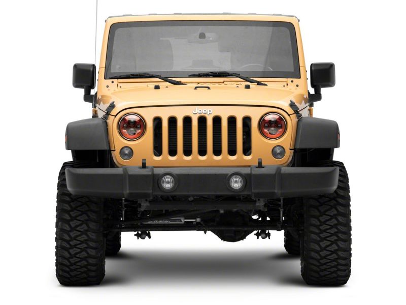 Raxiom 07-18 Jeep Wrangler JK 7-In LED Headlights- Red Housing- Clear Lens J154701 J154701 Photo - Close Up