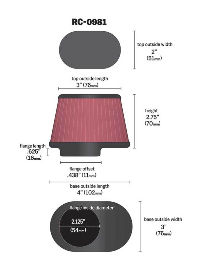 K&N Engineering KN Universal Air Filter Air Filters Air Filters - Universal Fit main image