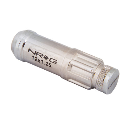 NRG M12 X 1.25 Steal Lug Nut W/ Dust Cap Cover Set 21 Pc Silver W/ Locks LN-LS710SL-21 Photo - Primary