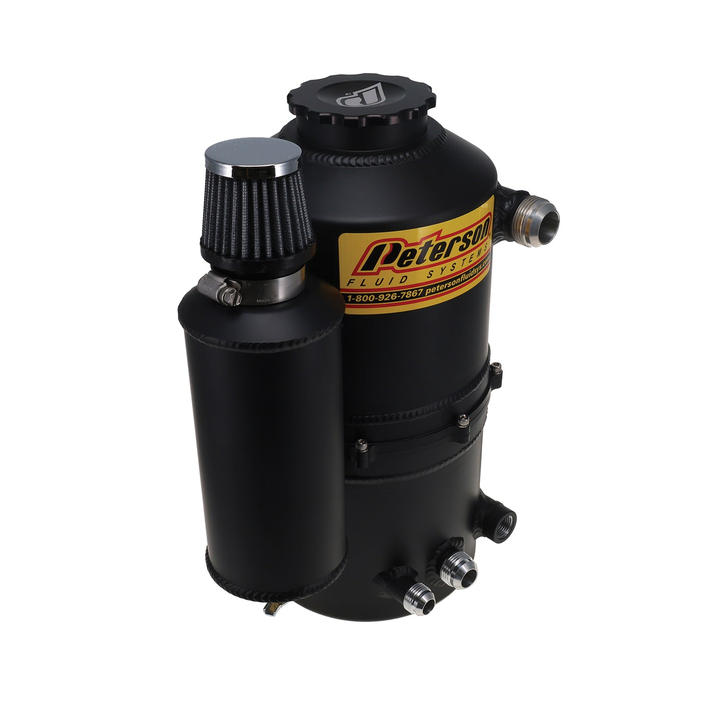 Peterson Fluid Systems Tank Drag 2.3 Gallon -12AN Single Return w/ Catch Can - Black 08-0783-CC-BLK