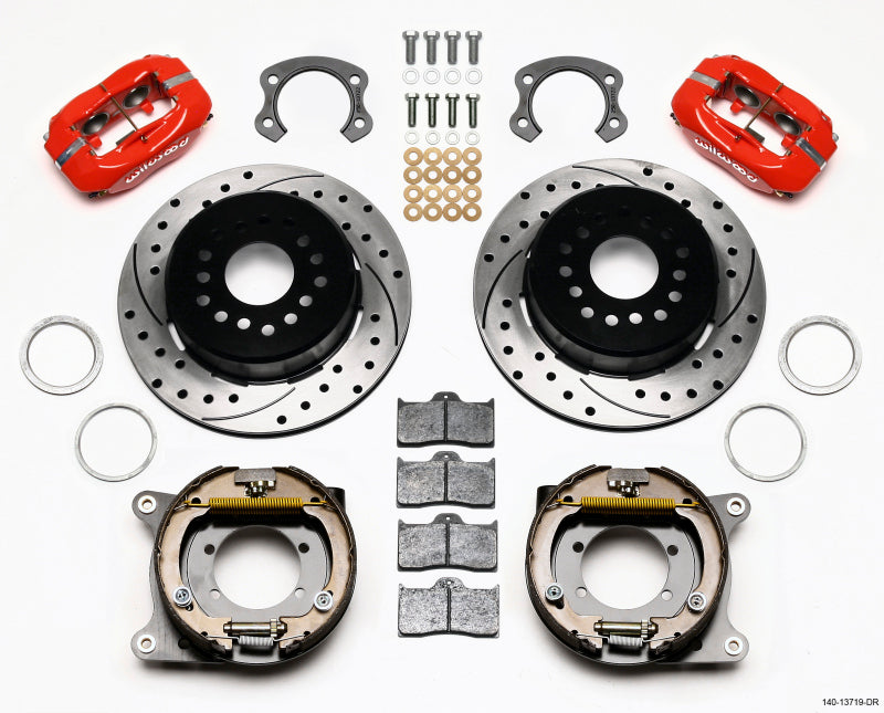 Wilwood Forged Dynalite P/S Park Brake Kit Drilled Red Ford 8.8 Special w/2.50in Offset-5 Lug 140-13719-DR 140-13719-DR Photo - Primary