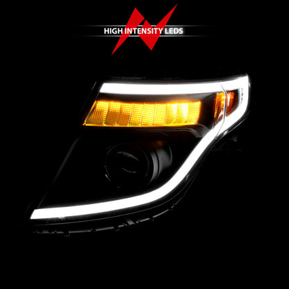 ANZO 11-15 Ford Explorer (w/Factory Halogen HL Only) Projector Headlights w/Light Bar Black Housing 111575 111575 User 5