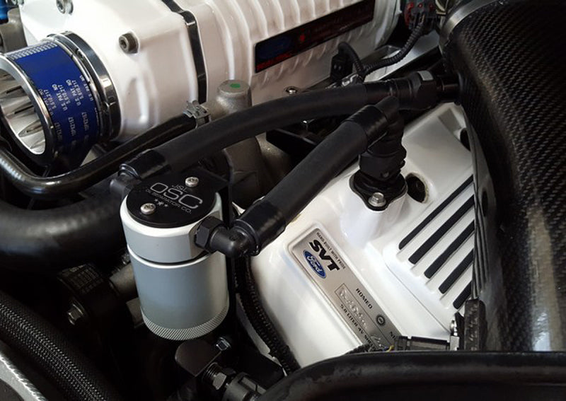 J&L 07-14 Ford Mustang GT500 Driver Side Oil Separator 3.0 - Clear Anodized 3012D-C 3012D-C Photo - Primary