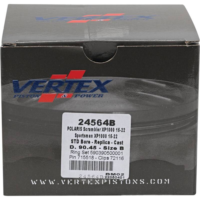 Vertex Pistons Vertex Piston 16-18 Polaris Scrambler 1000 Tractor 1000cc Cast Replica Piston Kit 24564B 24564B Photo - Primary