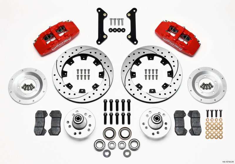Wilwood DP6A Front Hub Kit, 12.19", Drilled, Red, 70-78 Camaro 140-10738-DR Photo - Primary