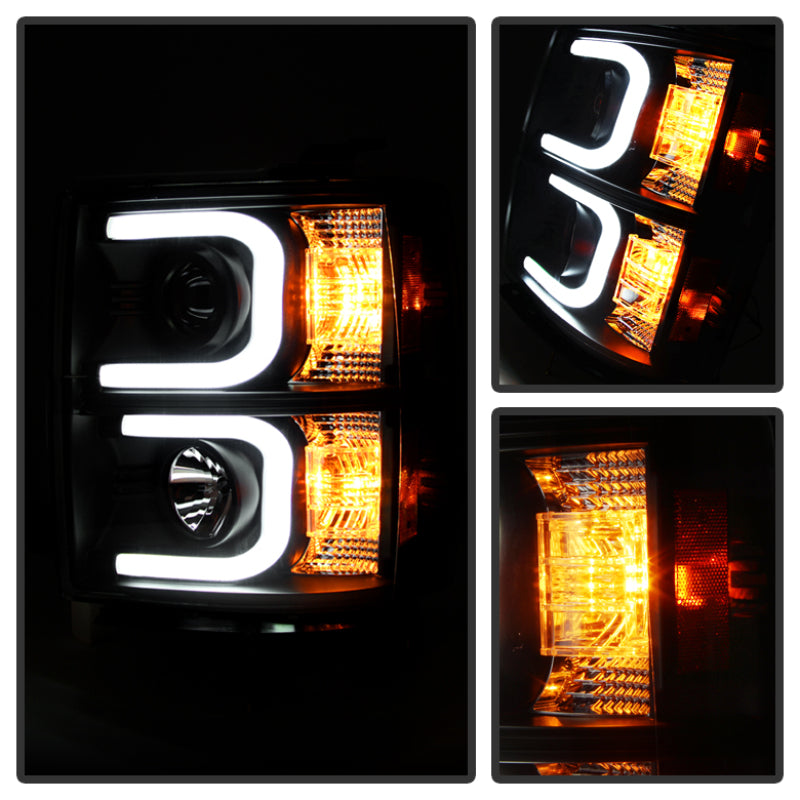 Spyder Chevy Silverado 1500 14-16 Projector Headlights Light Bar DRL Blk PRO-YD-CS14-LBDRL-BK 5079473 5079473 User 1